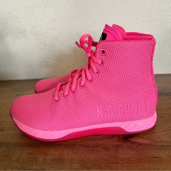 NoBull High Top Neon Pink Trainers Size 7.5