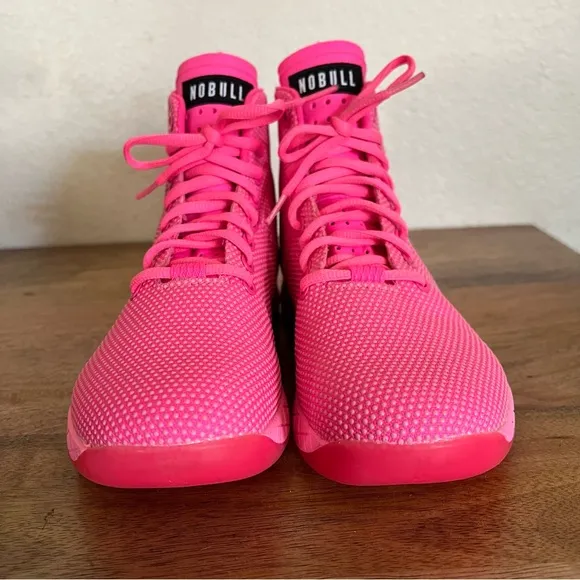 NoBull High Top Neon Pink Trainers Size 7.5