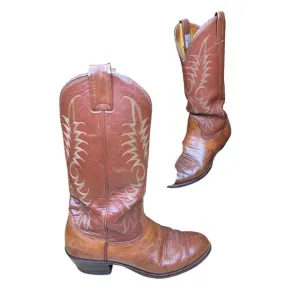 Nocona 8822 Cowboy Boots Shoes Brown Leather Goodyear Oil Resistant Mens 8 GUC‎