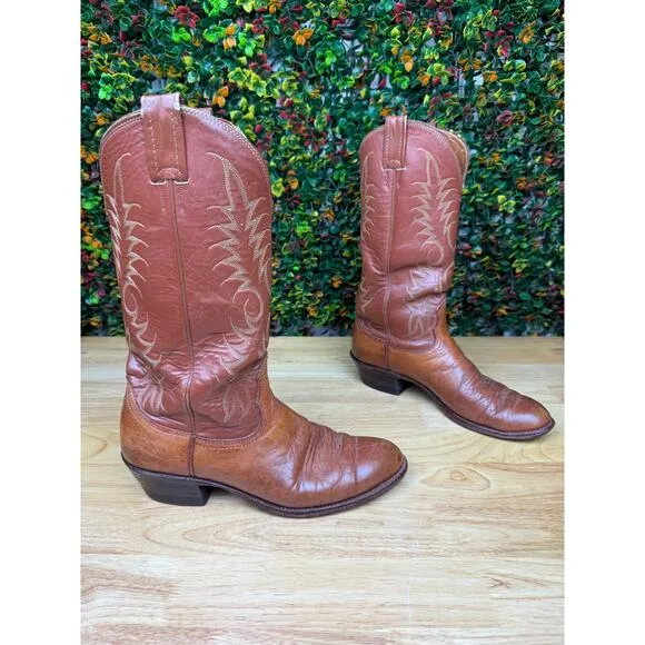 Nocona 8822 Cowboy Boots Shoes Brown Leather Goodyear Oil Resistant Mens 8 GUC‎