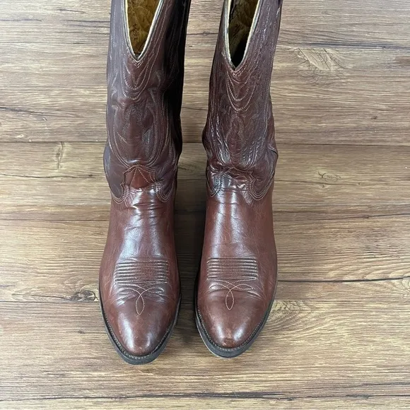 Nocona Boots Made in USA Brown Leather Cowboy Boots Men’s Size 10 Shoes Western