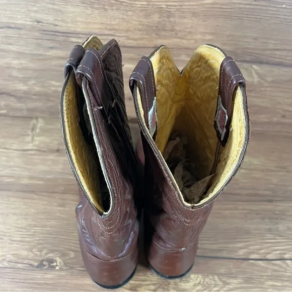 Nocona Boots Made in USA Brown Leather Cowboy Boots Men’s Size 10 Shoes Western