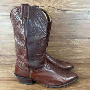 Nocona Boots Made in USA Brown Leather Cowboy Boots Men’s Size 10 Shoes Western