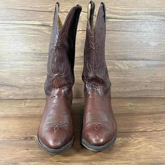 Nocona Boots Made in USA Brown Leather Cowboy Boots Men’s Size 10 Shoes Western