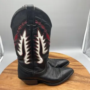 Nocona Boots Womans Size 5 B Black/Red/White Cowboy Western Shoes Made in USA