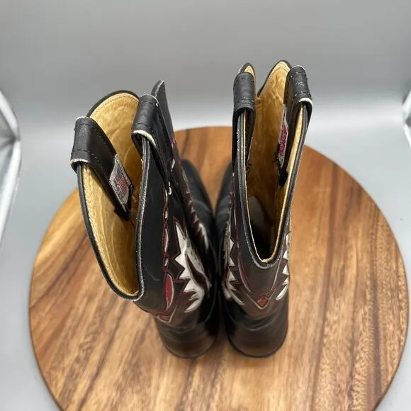 Nocona Boots Womans Size 5 B Black/Red/White Cowboy Western Shoes Made in USA