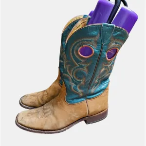 Nocona Leather Western Cowgirl Boots Square Toe Brown Green Womens 10.5 D