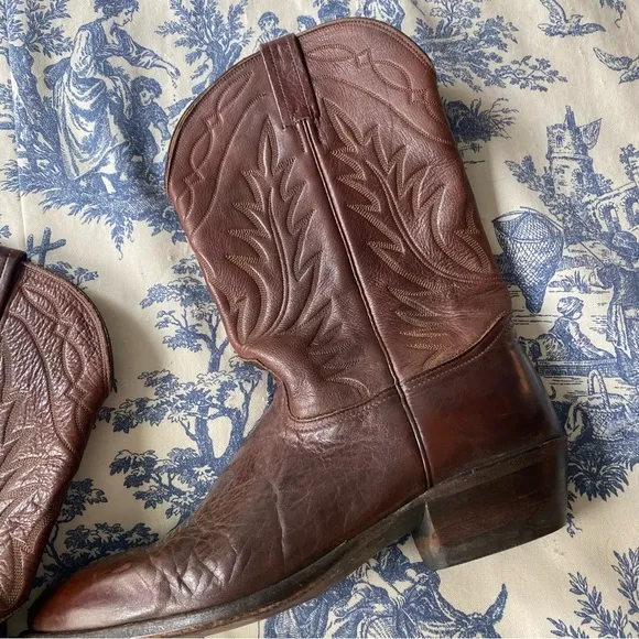 nocona mens leather cowboy boots size 12 EUC