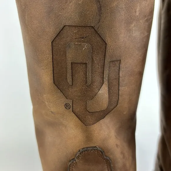 NOCONA Women's OU Sooners Brown Leather Collegiate Western Boots Size 6B