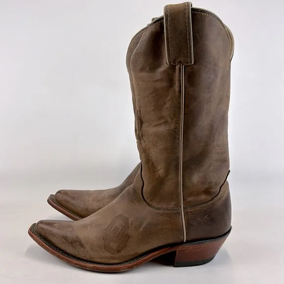 NOCONA Women's OU Sooners Brown Leather Collegiate Western Boots Size 6B