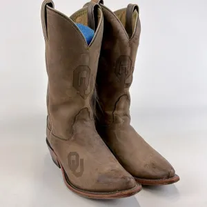 NOCONA Women's OU Sooners Brown Leather Collegiate Western Boots Size 6B