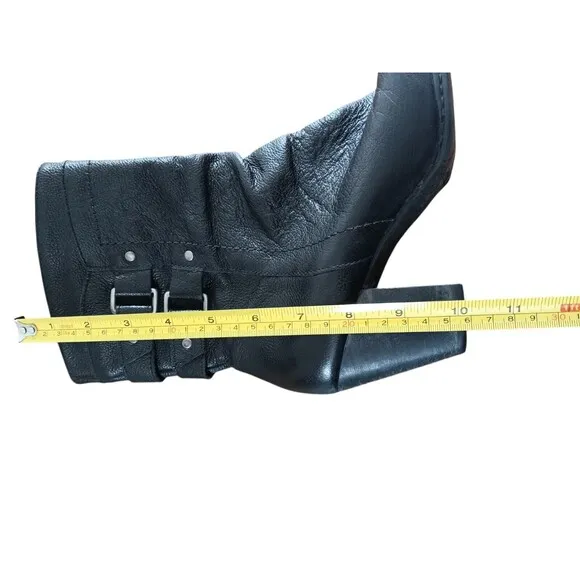 Nurture Jadyn Mid Calf Boots Women's 8M Black Leather Round Toe Cuban Heel Boots