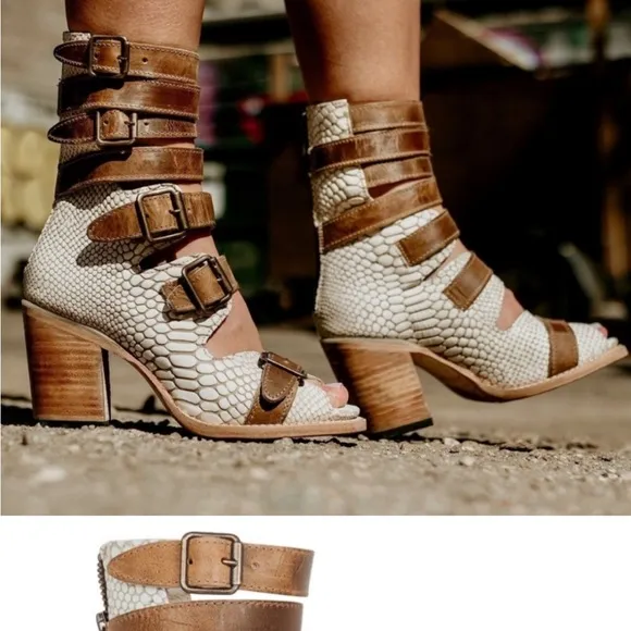 NWB Freebird by Steven “Bond” Leather Sandal - White Snake