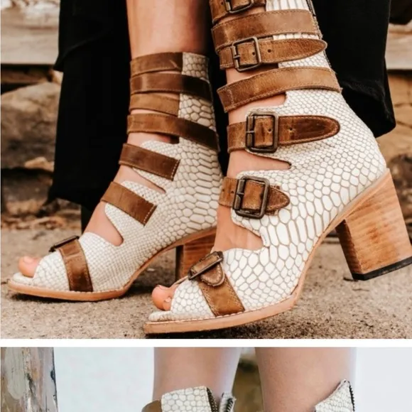 NWB Freebird by Steven “Bond” Leather Sandal - White Snake