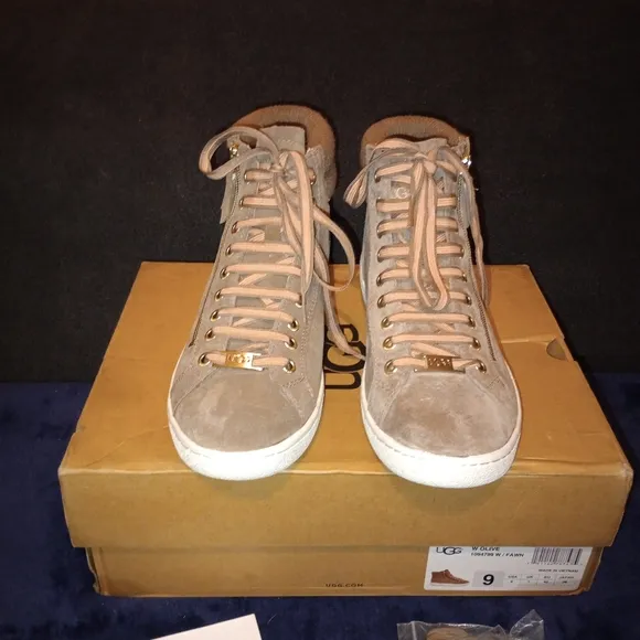 NWB UGG Women's Olive Leather High Top Sneakers Size 9
