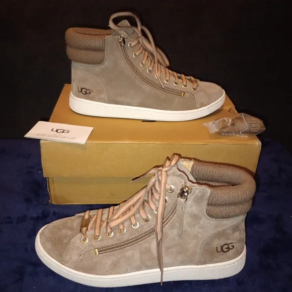 NWB UGG Women's Olive Leather High Top Sneakers Size 9