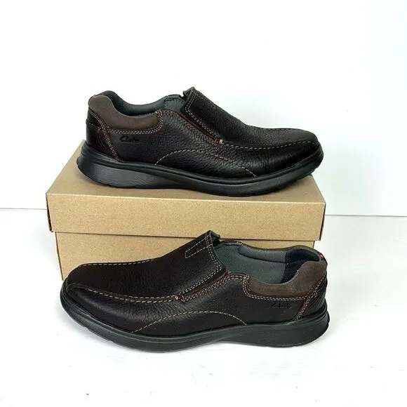 NWB Clarks Collection Cotrell Step Slip-On Shoes Brown Leather Men’s size 9W