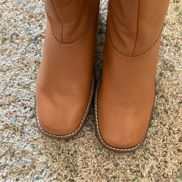 NWF Free People Portwood Brown Leather Heeled Boots Sz 40