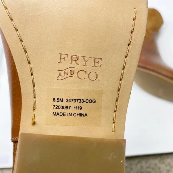 NWOB Frye Cognac Leather and Suede Ankle Boots Side Zip Women's Size 8.5