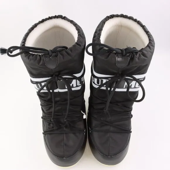 NWOB Moon Boot Icon Tall Nylon Boots in Black/White EU Size 39/41