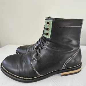 NWOB ORIGINAL PENGUIN Jerry Jeff Men's Black Leather Lace Up Boots, Shoes