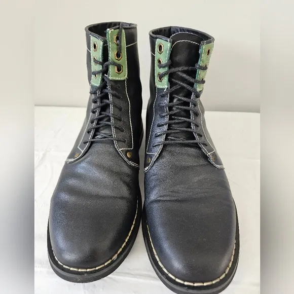 NWOB ORIGINAL PENGUIN Jerry Jeff Men's Black Leather Lace Up Boots, Shoes