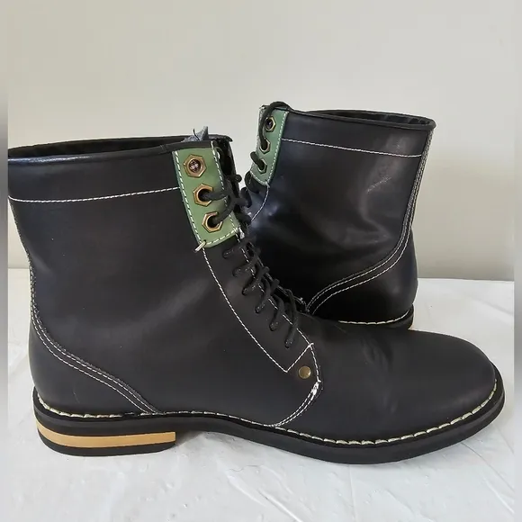 NWOB ORIGINAL PENGUIN Jerry Jeff Men's Black Leather Lace Up Boots, Shoes