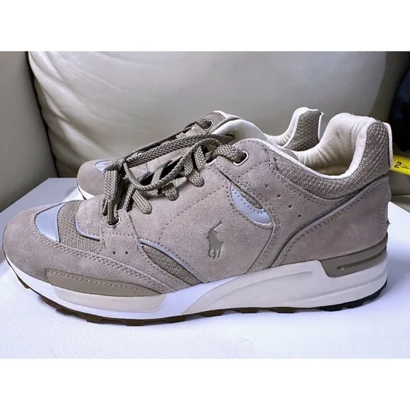 NWOB Polo Ralph Lauren MEN'S SHOES 10.5 ,11 Trackster 200 Sneakers KHAKI