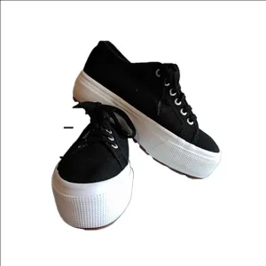 ❤NWOB Women's Superga Platform Sneakers Size 9 /39 Black