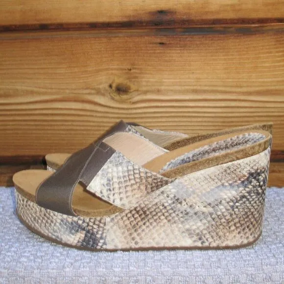 NWOB Snake Print Wedge Sandals