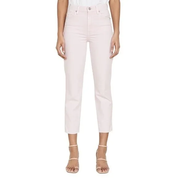 NWOT 7FAM High Waist Cropped Straight in Mineral Pink
