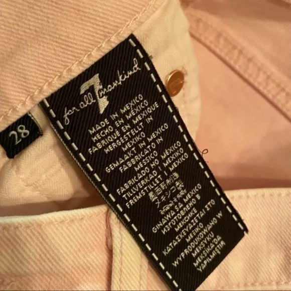 NWOT 7FAM High Waist Cropped Straight in Mineral Pink