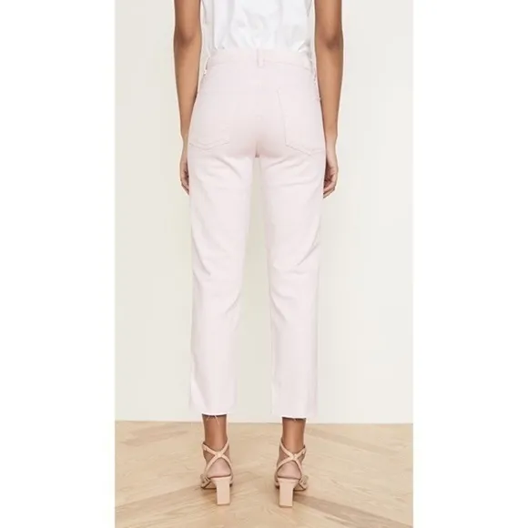NWOT 7FAM High Waist Cropped Straight in Mineral Pink