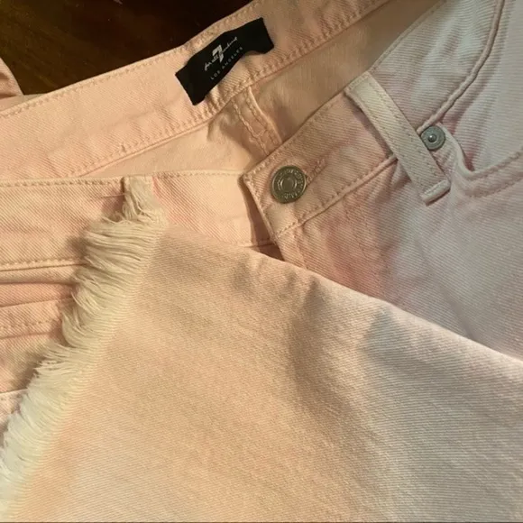 NWOT 7FAM High Waist Cropped Straight in Mineral Pink