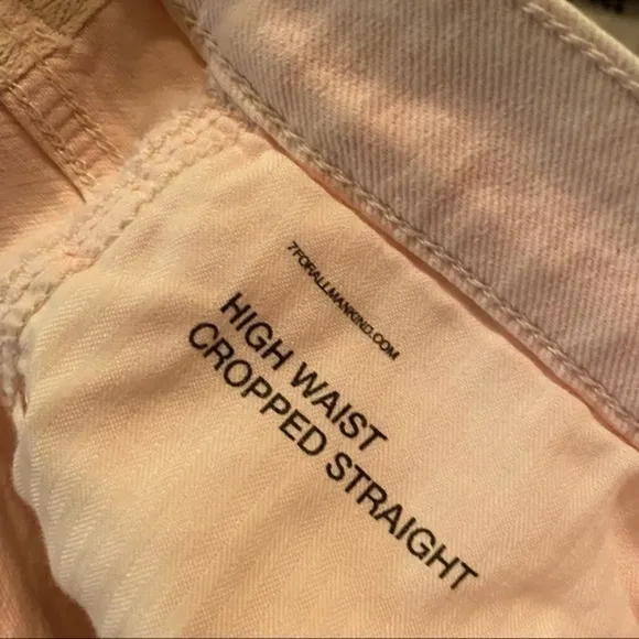 NWOT 7FAM High Waist Cropped Straight in Mineral Pink