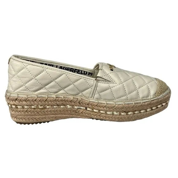 NWOT KARL LAGERFELD PARIS Dalia Quilted Espadrille Platform Shoes Women's 7.5