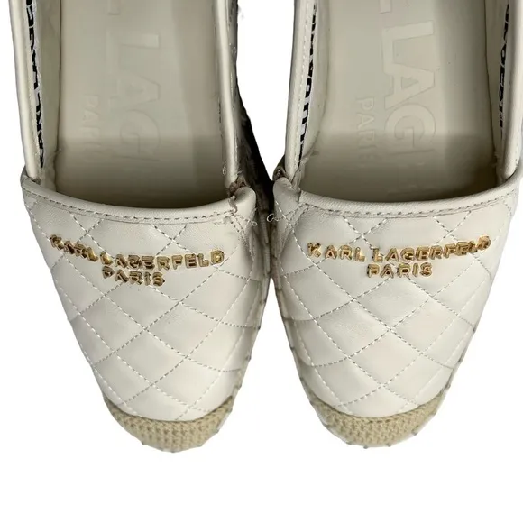 NWOT KARL LAGERFELD PARIS Dalia Quilted Espadrille Platform Shoes Women's 7.5