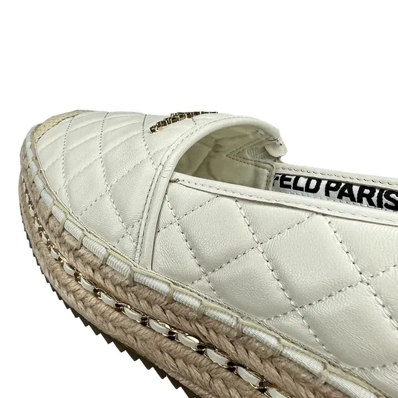 NWOT KARL LAGERFELD PARIS Dalia Quilted Espadrille Platform Shoes Women's 7.5