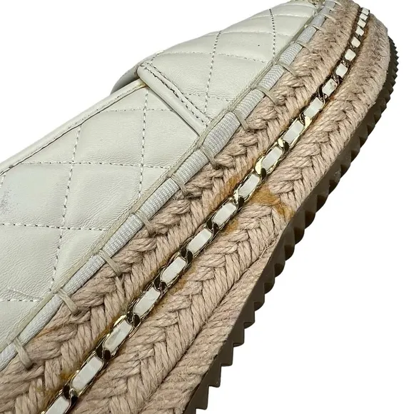 NWOT KARL LAGERFELD PARIS Dalia Quilted Espadrille Platform Shoes Women's 7.5