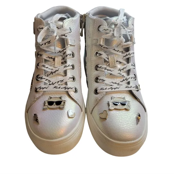 NWOT Karl Lagerfeld Women's Catty Lace-Up Embellished High-Top Sneakers Size 6.5