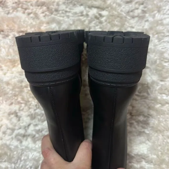 NWOT Good American Chelsea Platform Lug Sole Leather Boots Women’s Size 6.5