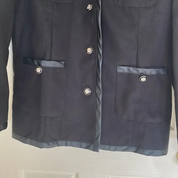 NWT Black Faux Suede &amp; Leather Trim Jacket Plus Size 2XL
