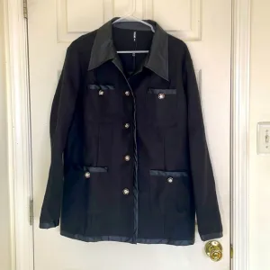 NWT Black Faux Suede &amp; Leather Trim Jacket Plus Size 2XL