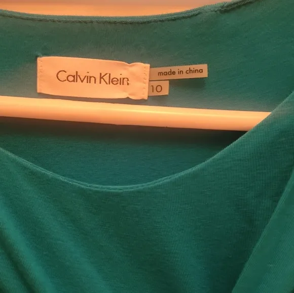 NWT Calvin Klein Turquoise Blue Ruched  Sleeveless Dress Size 10