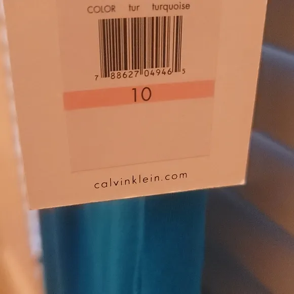 NWT Calvin Klein Turquoise Blue Ruched  Sleeveless Dress Size 10