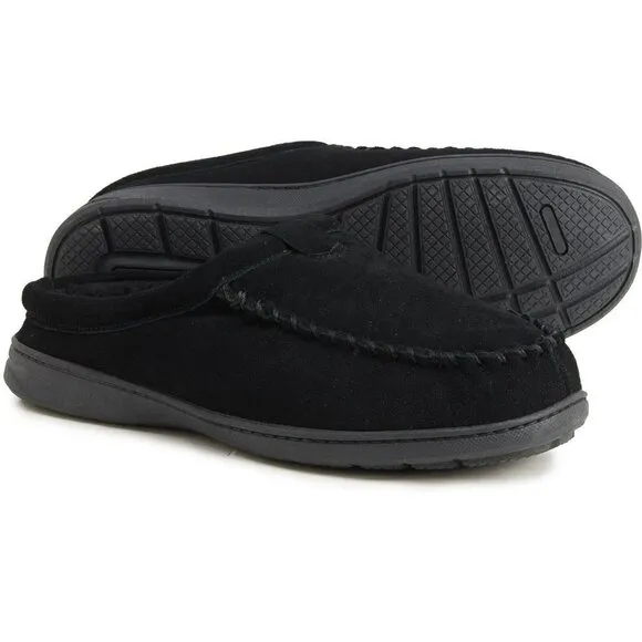 NWT Clarks Men's Suede Faux Fur Lined Scuff Slippers