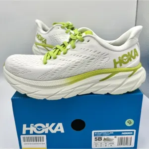 NWT Clifton 8 Hoka One One Running shoes brand new white lime green womens HJK​