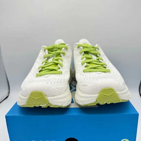 NWT Clifton 8 Hoka One One Running shoes brand new white lime green womens HJK​