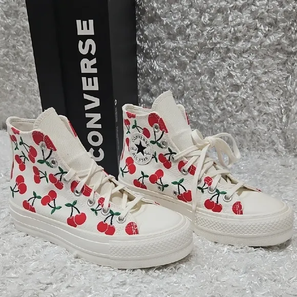 NWT Converse Cherry Platform Hi Tops Sneakers