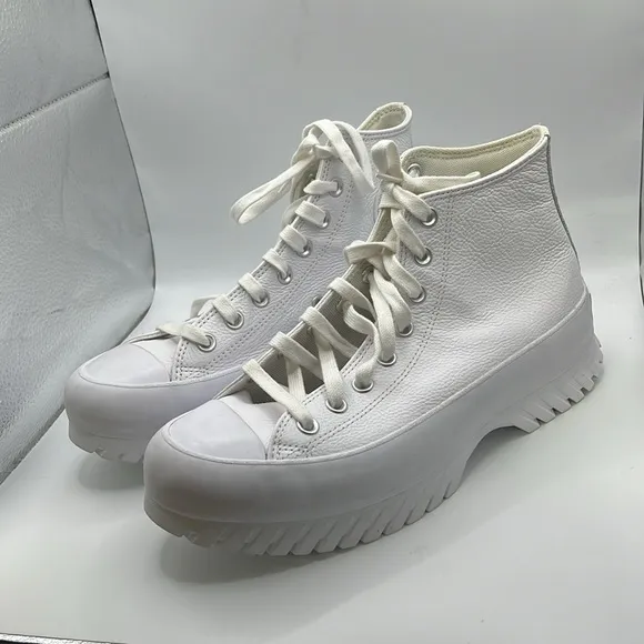 NWT Converse Lugged 2.0 Platform Shoe Sneakers High Top White Leather Womens 10